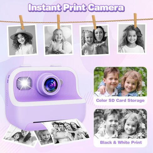 Kids Camera Instant Print, Christmas Birthday Gifts for Girls Boys, Instant Print Camera for Kids with with Dual Camera, Toddler Camera Toy for 4 5 6 7 8 9 10 Year Old Kids with 32GB SD Card in Saudi Arabia