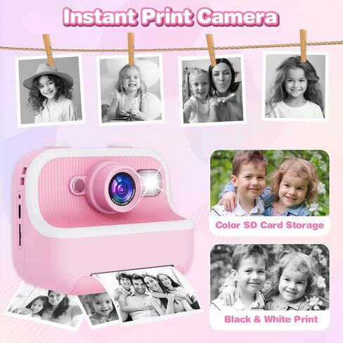 Kids Camera Instant Print, Christmas Birthday Gifts for Girls Boys, Instant Print Camera for Kids with with Dual Camera, Toddler Camera Toy for 4 5 6 7 8 9 10 Year Old Kids with 32GB SD Card in Saudi Arabia