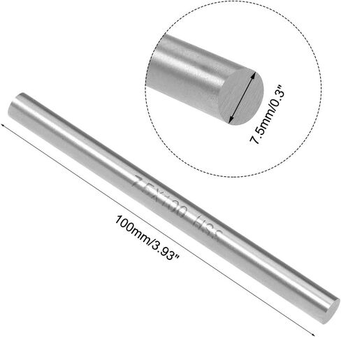 uxcell 2pcs Round Steel Metal Rods, 7.5mm x 100mm High Speed Steel (HSS) Lathe Bar Stock Tool, for Shaft Gear Drill Lathes Boring Machine Turning Miniature DIY Craft, 2pcs in Saudi Arabia