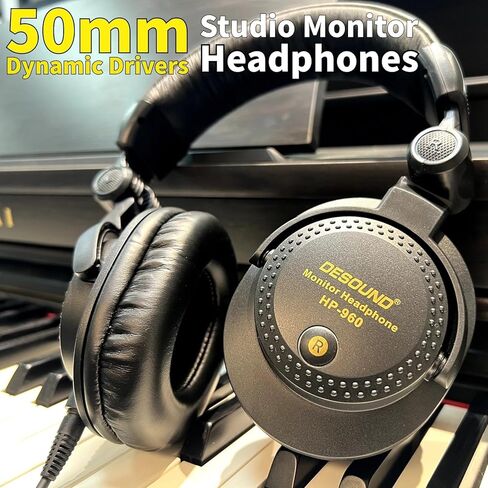 سماعات رأس Studio Monitor وسماعات رأس ستيريو DJ مع مشغلات نيوديميوم 50 مم ومقبس 3.5 مم إلى 6.35 مم لتسجيل الكمبيوتر والبودكاست ولوحة المفاتيح والجيتار والكمبيوتر المحمول in Kuwait