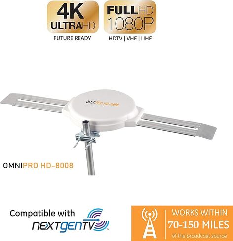 Lava Omnipro HD-8008 Omni-Directional HDTV Antenna 360 Degree - Attic or Roof Mount TV Antenna for Clear Reception, 4K 1080P (HD-8008_FBA) in Kuwait