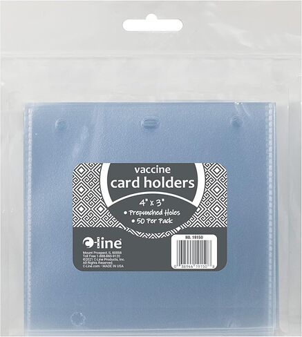 C-Line COVID-19 Vaccine Card Holder, Clear, 4" x 3", 5/PK (19105) in Kuwait