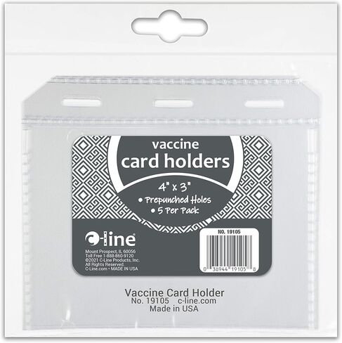 C-Line COVID-19 Vaccine Card Holder, Clear, 4" x 3", 5/PK (19105) in Saudi Arabia