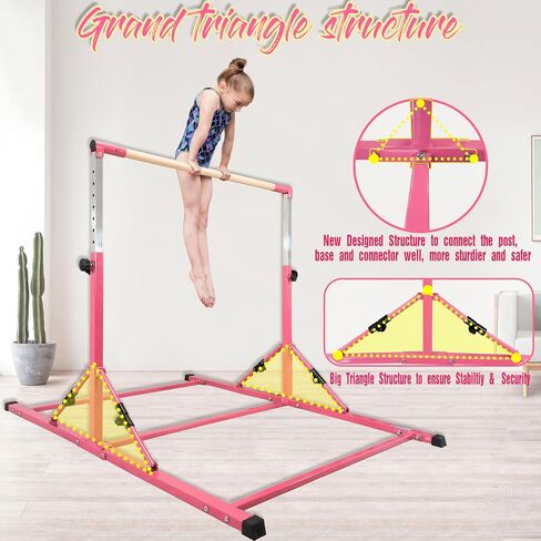 PreGymnastic Foldable Gymnastics Bar, 6FT Gymnastic horizontal bars, Folding Training Bar for Kids and Teenagers 3-18, Weight Limit 500 LB, Adjustable kip Bar,Children Home Gym Equipment Indoor in Saudi Arabia