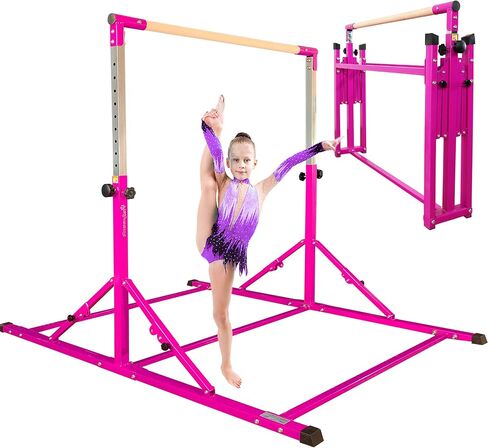 PreGymnastic Foldable Gymnastics Bar, 6FT Gymnastic horizontal bars, Folding Training Bar for Kids and Teenagers 3-18, Weight Limit 500 LB, Adjustable kip Bar,Children Home Gym Equipment Indoor in Saudi Arabia
