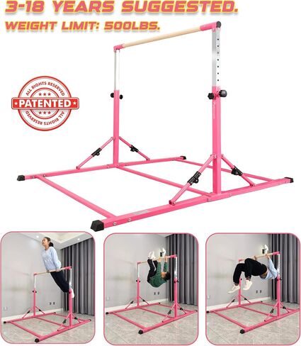 PreGymnastic Foldable Gymnastics Bar, 6FT Gymnastic horizontal bars, Folding Training Bar for Kids and Teenagers 3-18, Weight Limit 500 LB, Adjustable kip Bar,Children Home Gym Equipment Indoor in Saudi Arabia