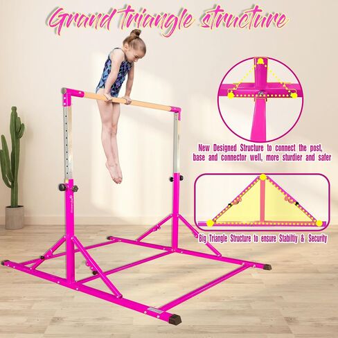 PreGymnastic Foldable Gymnastics Bar, 6FT Gymnastic horizontal bars, Folding Training Bar for Kids and Teenagers 3-18, Weight Limit 500 LB, Adjustable kip Bar,Children Home Gym Equipment Indoor in Saudi Arabia