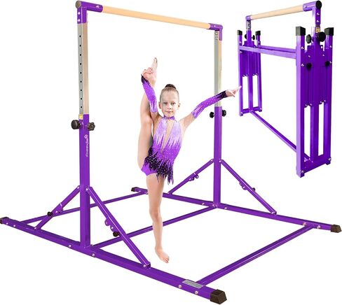 PreGymnastic Foldable Gymnastics Bar, 6FT Gymnastic horizontal bars, Folding Training Bar for Kids and Teenagers 3-18, Weight Limit 500 LB, Adjustable kip Bar,Children Home Gym Equipment Indoor in Saudi Arabia