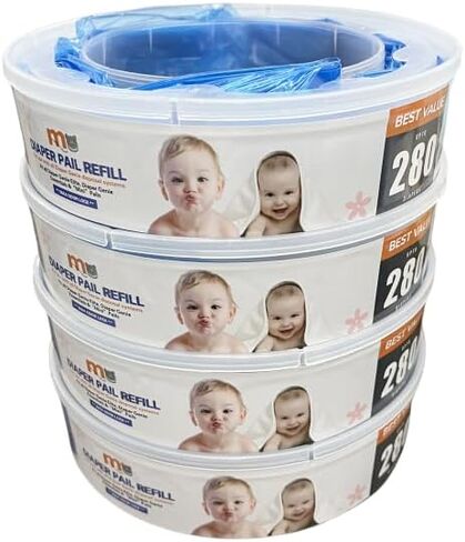 Mo & Mo Collection Diaper Pail Refill Bags - Fits Diaper Genie Systems, 4-Pack, Holds Up to 1120 Diapers, Maximum Odor Control in Saudi Arabia