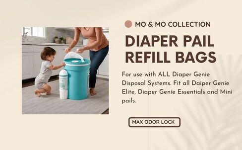 Mo & Mo Collection Diaper Pail Refill Bags - Fits Diaper Genie Systems, 4-Pack, Holds Up to 1120 Diapers, Maximum Odor Control in Saudi Arabia