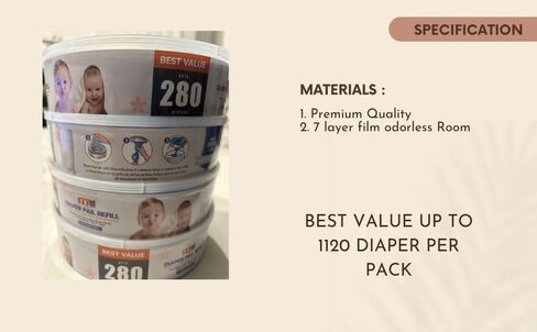 Mo & Mo Collection Diaper Pail Refill Bags - Fits Diaper Genie Systems, 4-Pack, Holds Up to 1120 Diapers, Maximum Odor Control in Saudi Arabia
