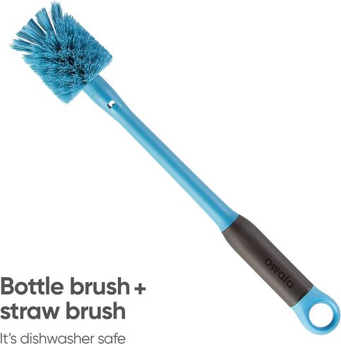 Owala 2-in-1 Water Bottle Brush Cleaner and Water Bottle Straw Cleaner Brush, Water Bottle Brush with Removable Head and Twist n’ Hide Straw Brush, Smokey Blue in Kuwait