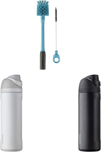 Owala 2-in-1 Water Bottle Brush Cleaner and Water Bottle Straw Cleaner Brush, Water Bottle Brush with Removable Head and Twist n’ Hide Straw Brush, Smokey Blue in Kuwait