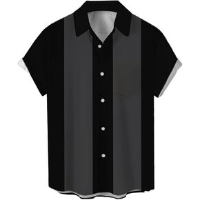 Bowling Shirts for Men Retro Short Sleeve Button Down Shirt Hawaiian Casual Printed Beach Shirt in Saudi Arabia