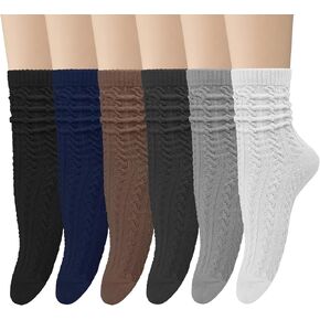 Chalier 6 Pairs Womens Crew Socks, Retro Casual Knit Socks Soft Cotton Sock for Women in Kuwait