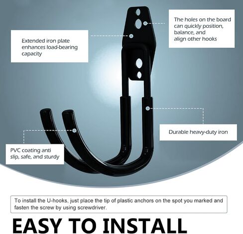 Downhill 2 PCS EV Charger Holder, EV Charger Charger Holder Wall Bending Hooks, Charging Cable Organizer, Steel Heavy J-Hook, Universal Electric Vehicle Charger Hanging Accessories (Black) in Saudi Arabia