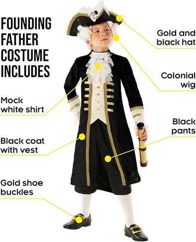 Morph Founding Fathers Costume Kids - Benjamin Franklin Kids Colonial Costume Boys - Colonial Day Costumes Boy in Saudi Arabia