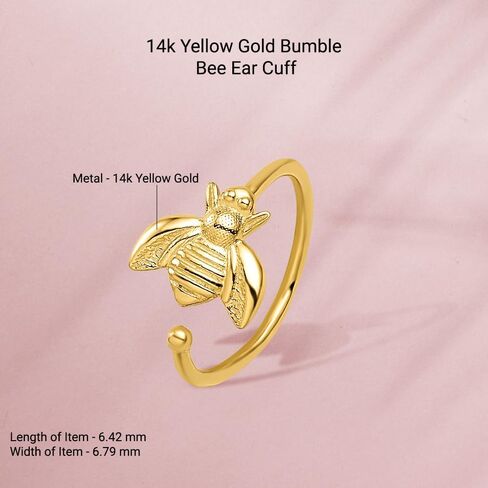 سوار أذن Diamond2Deal من الذهب الأصفر عيار 14 قيراط بامبل بي (طول - 0.25 بوصة، عرض - 0.27 بوصة) in Saudi Arabia