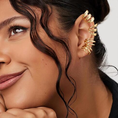 Gold Ear Cuff Earrings For Women Dainty Cubic Zirconia Ear Cuff Non Pierced Ears Clip On Cartilage Earring Fashion Jewelry Set For Women in Kuwait