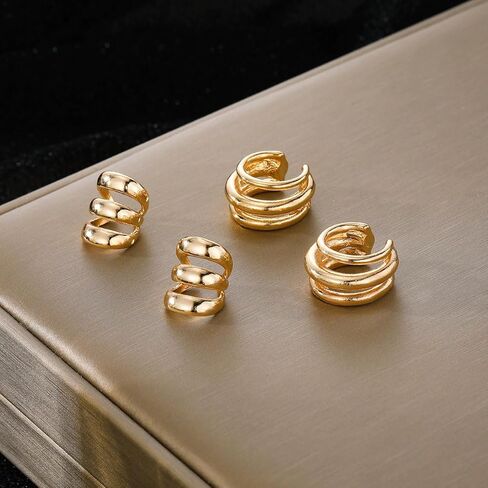 Gold Ear Cuff Earrings For Women Dainty Cubic Zirconia Ear Cuff Non Pierced Ears Clip On Cartilage Earring Fashion Jewelry Set For Women in Kuwait