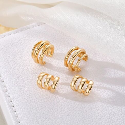 Gold Ear Cuff Earrings For Women Dainty Cubic Zirconia Ear Cuff Non Pierced Ears Clip On Cartilage Earring Fashion Jewelry Set For Women in Kuwait