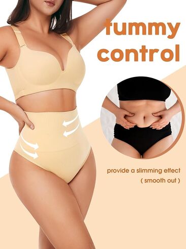 4 Pack High Waisted Thong Shapewear for Women with Tummy Control Underwear Seamless Comfortable Panty Thong in Saudi Arabia