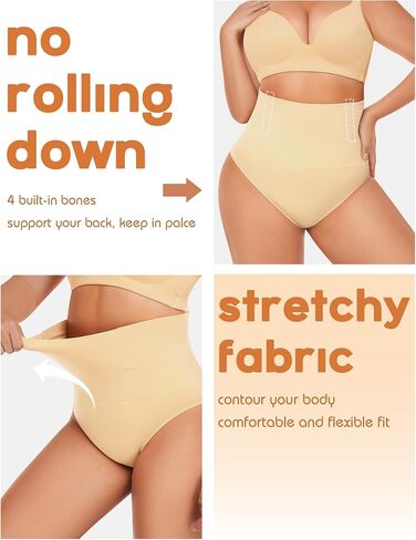 4 Pack High Waisted Thong Shapewear for Women with Tummy Control Underwear Seamless Comfortable Panty Thong in Saudi Arabia