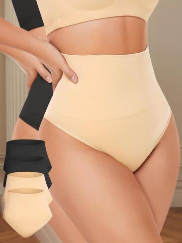 4 Pack High Waisted Thong Shapewear for Women with Tummy Control Underwear Seamless Comfortable Panty Thong in Saudi Arabia