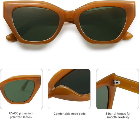 SOJOS Square Cat Eye Polarized Sunglasses for Women Retro Classic Vintage Trendy Cateye Shades Sunnies Gafas de sole SJ2235 in Saudi Arabia