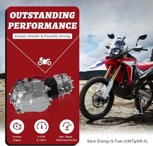 125cc 4 Stroke Engine Motor, Single Cylinder Air Cooling 4-Speed Motorcycle Engine, Kick Start Motor with CDI Ignition System and Manual Clutch for HONDA CRF50 CRF70 XR50 XR70 Z50 in Saudi Arabia