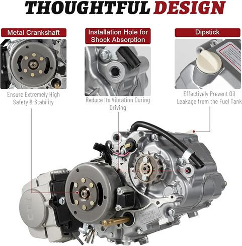 125cc 4 Stroke Engine Motor, Single Cylinder Air Cooling 4-Speed Motorcycle Engine, Kick Start Motor with CDI Ignition System and Manual Clutch for HONDA CRF50 CRF70 XR50 XR70 Z50 in Saudi Arabia