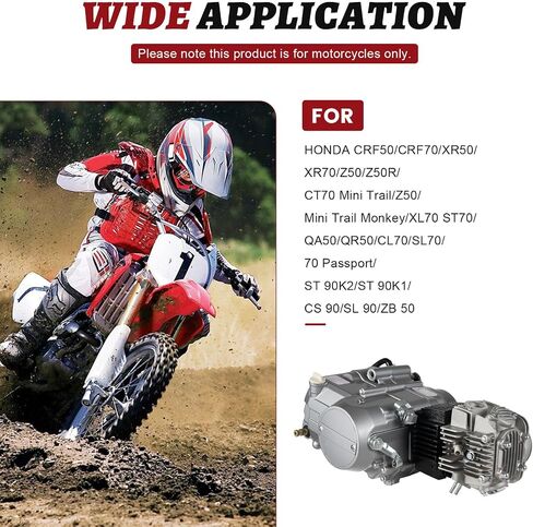 125cc 4 Stroke Engine Motor, Single Cylinder Air Cooling 4-Speed Motorcycle Engine, Kick Start Motor with CDI Ignition System and Manual Clutch for HONDA CRF50 CRF70 XR50 XR70 Z50 in Saudi Arabia