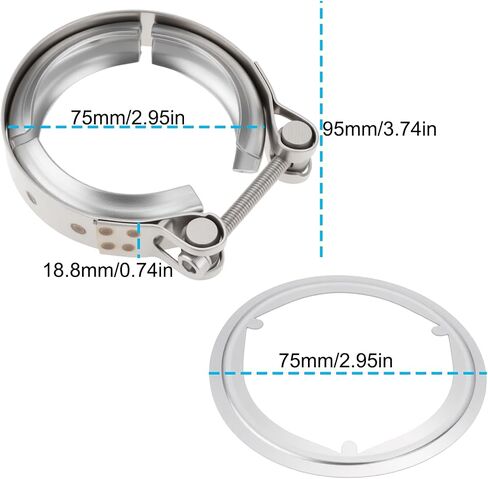 Exhaust Pipe Gasket & 75mm V Band Clamp Set 1K0253115T Stainless Steel Compatible with Audi A1 A3, 7H0253115B in Saudi Arabia