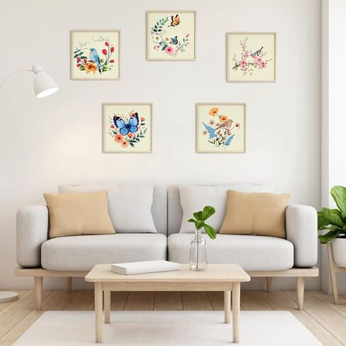 erkoon 5 مجموعات عدة التطريز للمبتدئين، الطيور الطنانة والزهرة عبر غرزة مجموعة لتشمل التطريز القماش الأطواق المواضيع لمحبي الحرف اليدوية غرزة اليد مع تقنيات مهارة التطريز in Kuwait