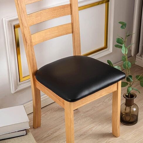 1Pcs Stretch PU Chair Cover Universal Seat Cushion Chair Cover, Chair & Stool Cover-Black in Saudi Arabia