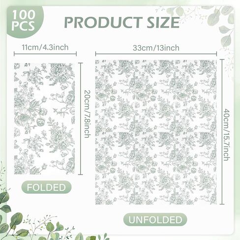 100 Floral Guest Napkins Pink and White Toile Disposable Paper Napkins Decorative Flower Bathroom Hand Towels for Bridal Baby Shower Tea Party Birthday Party Supplies in Saudi Arabia