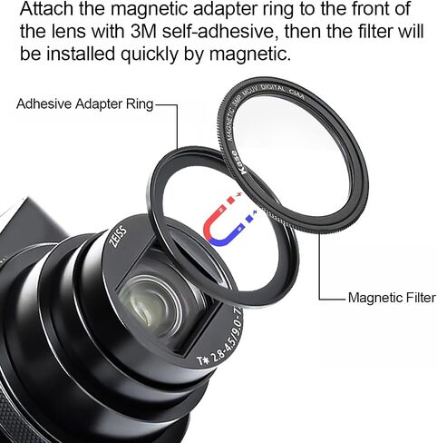 Kase Wolverine Magnetic Black Mist 1/4 Diffusion Filter with Adapter Ring for Sony ZV-1 ZV1 / RX100 VII VI V III II/for Canon G7 X Mark II/Coolpix S7000 A10, Compact Camera Accessories in Saudi Arabia