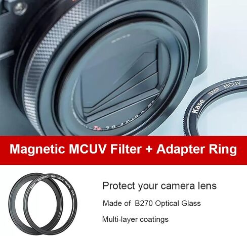 Kase Wolverine Magnetic Black Mist 1/4 Diffusion Filter with Adapter Ring for Sony ZV-1 ZV1 / RX100 VII VI V III II/for Canon G7 X Mark II/Coolpix S7000 A10, Compact Camera Accessories in Saudi Arabia