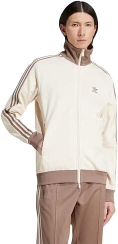 adidas ORIGINAL MEN'S ADICOLOR CLASSICS BECKENBAUER SLIM FIT TRACK JACKET, Wonder White/Trace Brown, 2XL in Saudi Arabia