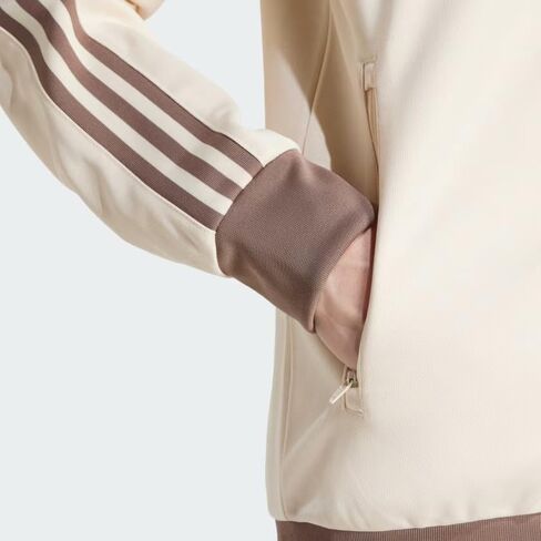 adidas ORIGINAL MEN'S ADICOLOR CLASSICS BECKENBAUER SLIM FIT TRACK JACKET, Wonder White/Trace Brown, 2XL in Saudi Arabia