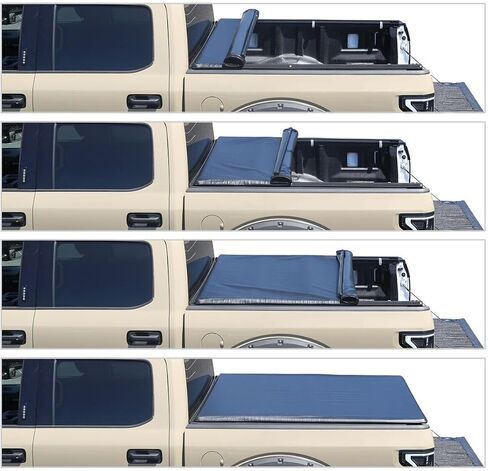 2pcs - Tonneau Cover 6.5Ft 6" Bed Soft Roll Heavy Duty Vinyl Aluminum Frame Rear Tcr-F15015-65-Mp for Ford for F150 2015-2021 in Saudi Arabia