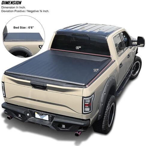 2pcs - Tonneau Cover 6.5Ft 6" Bed Soft Roll Heavy Duty Vinyl Aluminum Frame Rear Tcr-F15015-65-Mp for Ford for F150 2015-2021 in Saudi Arabia