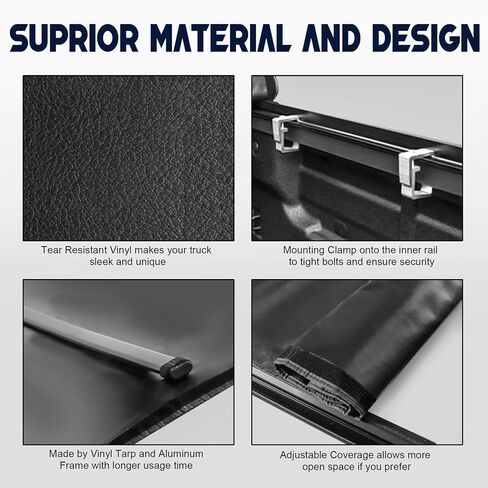 2 Set of - Soft Rollup Tonneau Cover Short Truck Bed Vinyl for Toyota for Tacoma 2016-2022 in Saudi Arabia