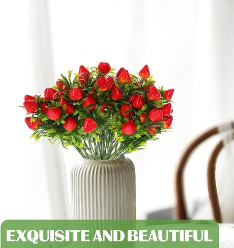 5pcs Artificial Strawberry Stem, Simulated Strawberry Bouquet Faux Fruit Branch for Home Party Decoration, 10.62 x 8.26 x 0.35 Inch in Saudi Arabia