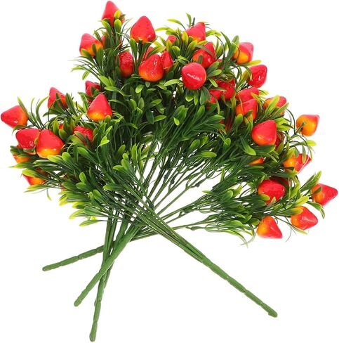 5pcs Artificial Strawberry Stem, Simulated Strawberry Bouquet Faux Fruit Branch for Home Party Decoration, 10.62 x 8.26 x 0.35 Inch in Saudi Arabia