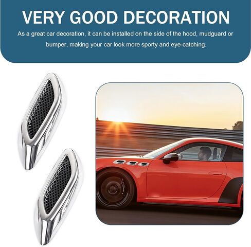 6 PCS Car Fender Trim Decorative, Fashion Exterior Hood Side Door Air Vent Cover, Air Flow Fender Side Intake Vent Decal, Sport Modified Simulated Air Outlet Accessories for Cars (Black) in Saudi Arabia