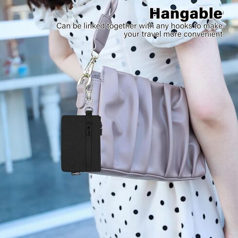 Small Wallet with 2 Invisible Zipper Pockets&Lanyard&Keychain Water Resistant ID Case Card Holder Coin Purse Badge Pouch for Boys Girls Women Men Travel Sports Outdoor - Black in Kuwait
