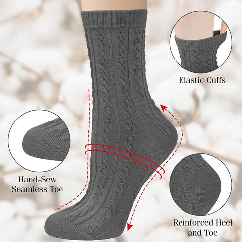 Chalier 6 Pairs Womens Crew Socks, Retro Casual Knit Socks Soft Cotton Sock for Women in Kuwait