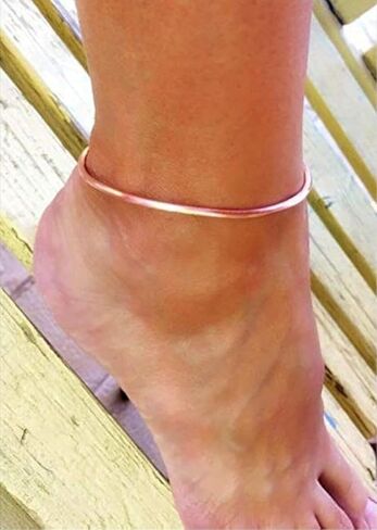 Pure Copper Adjustable Anklet Kada Set! Traditional Tube Design Leg Kada for Men and Women | Elegant Ethnic Copper Ankle Jewelry for Daily Wear Healing & Style (1 Pair) in Saudi Arabia