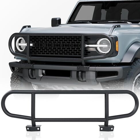KUAFU Front Bull Bar Brush Guard متوافق مع 2021-2025 Ford Bronco Bumper Grille Grill Guard إطار تأثير مع مصد معياري فقط مسحوق فولاذي مطلي باللون الأسود in Saudi Arabia